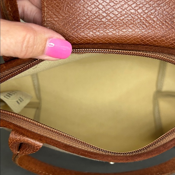 Vintage Longchamp Paris Cream Canvas Tote with Brown Suede Trim and Tassel - Picture 6 of 13